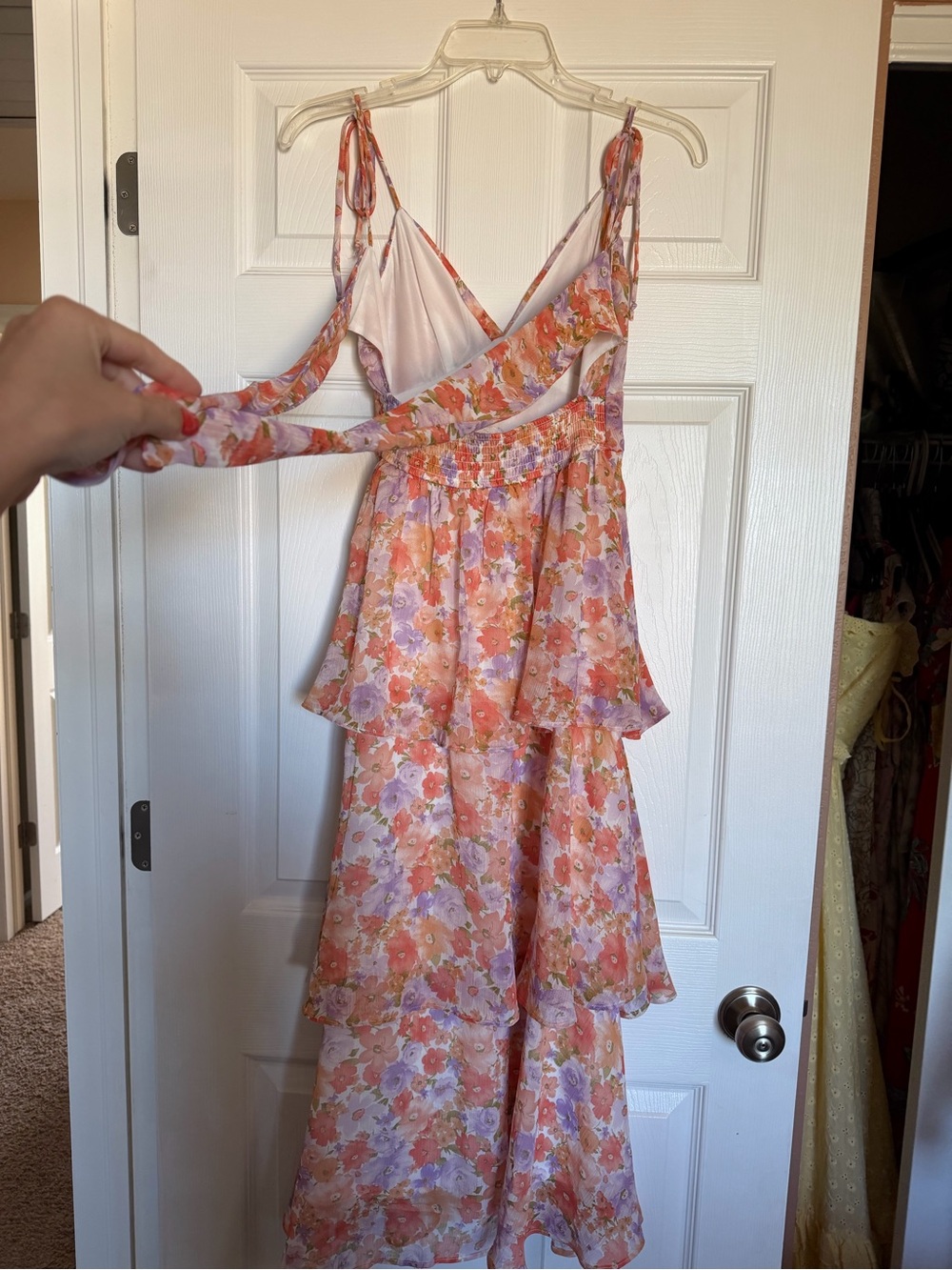 Altar'd State Pink and Orange Floral Tiered Maxi Dress - Picture 2 of 4